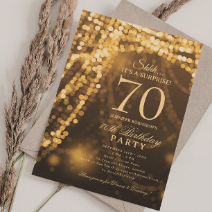 Convite Ouro   Festa de Aniversário de 70 anos Surpresa El