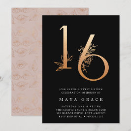 Convite Ouro | Festa de aniversário Dourada Sweet 16