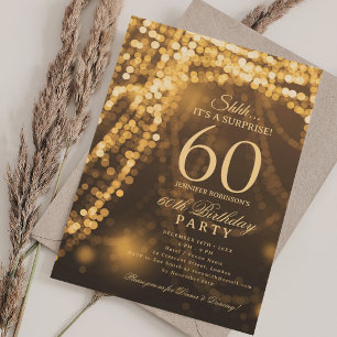 Convite Ouro Festa de Aniversário Surpresa de 60 anos