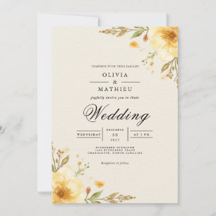 Convite Ouro Floral Arch Whimsy Casamento