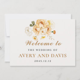 Convite Ouro & Floral Elegante Casamento Personalizado