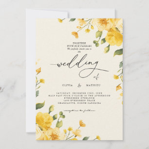 Convite Ouro Floral Romance Wedding