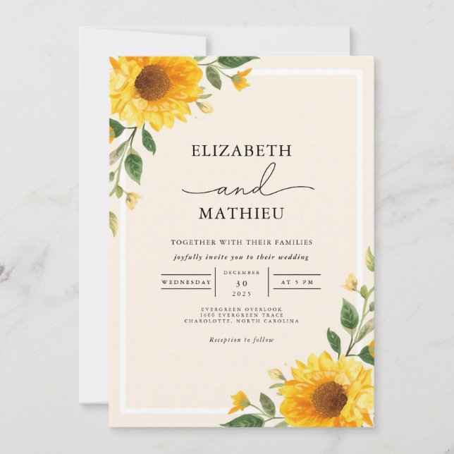 Convite Ouro Floral Wedding (Frente)