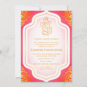 Convite Ouro Ganesh Chaturthi Puja