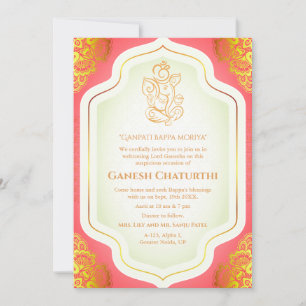 Convite Ouro Ganesh Chaturthi Puja