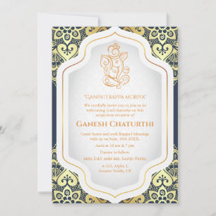 Convite Ouro Ganesh Chaturthi Puja