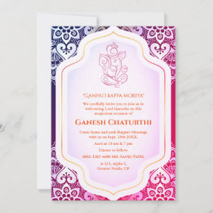 Convite Ouro Ganesh Chaturthi Puja