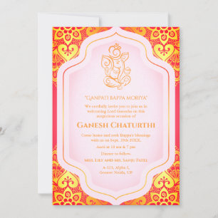 Convite Ouro Ganesh Chaturthi Puja