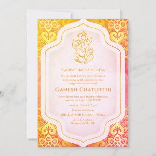 Convite Ouro Ganesh Chaturthi Puja