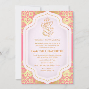 Convite Ouro Ganesh Chaturthi Puja