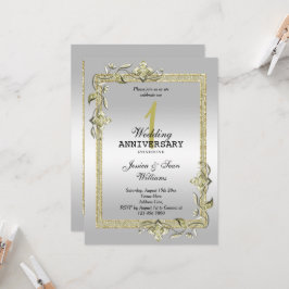Convite Ouro Gema, Brilho & Prata 1º Casamento