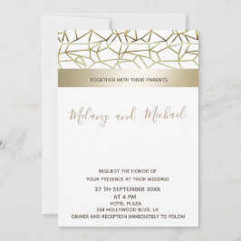 Convite Ouro geométrico preto/branco