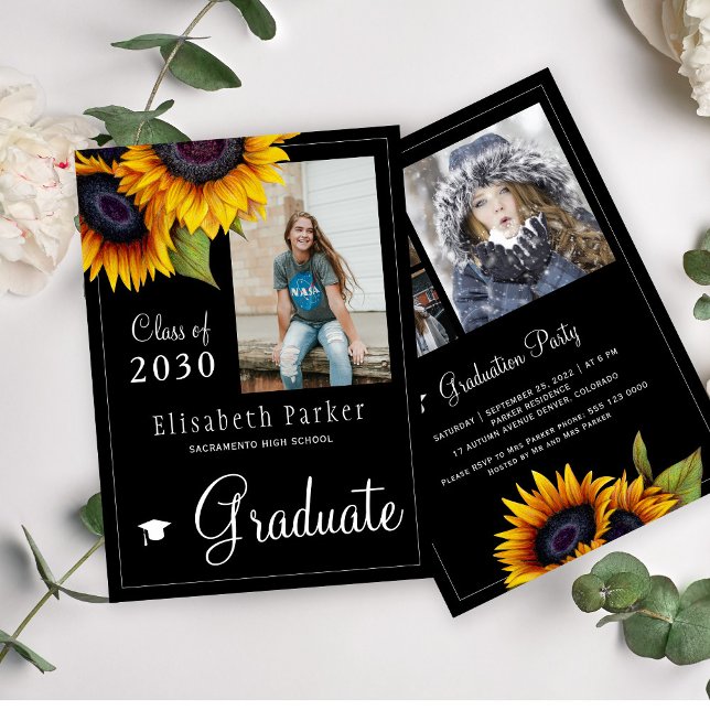 Convite Ouro girassol festa de formatura de colagem FOTO (Criador carregado)