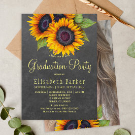 Convite Ouro girassol festa de formatura de FOTOS Rústica