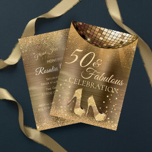 Convite Ouro Glam 50 e Disco Ball de Chocolate Fabuloso
