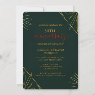 Convite Ouro Green elegante casamento de 50 anos