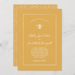 Convite Ouro Honeycomb Pattern Wedding