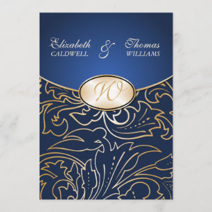 Convite Ouro Jazmene Filigree Invitation-indigo