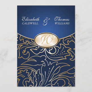 Convite Ouro Jazmene Filigree Invitation-indigo