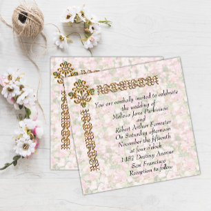 Convite Ouro Jeweled Floral Wedding