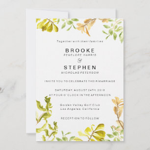 Convite Ouro Leafy Bower Wedding