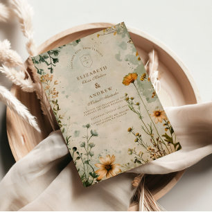Convite Ouro Meadow Wildflower Wedding