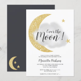 Convite Ouro moderno brilho sobre o chá de fraldas da estr