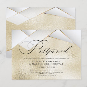 Convite Ouro Moderno com Facetas de Pérola Casamento Adiad