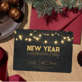 Convite Ouro Natal Luz Minimamente Ano Novo