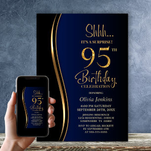 Convite Ouro Negro Surpresa Azul 95º Aniversário