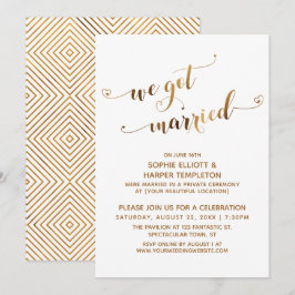 Convite Ouro Nós nos Casamos Celebração Pós-Casamento