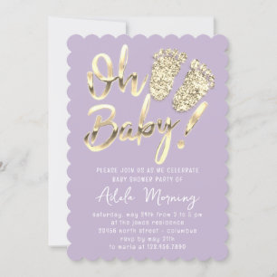 Convite Ouro Pés Menina Garota Chá Violeta Roxo