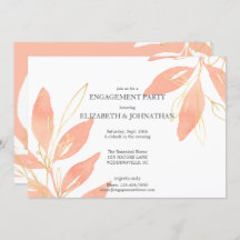 Ouro Pêssego Festa de noivado Floral de Aquarela