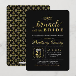 Convite Ouro & Preto | Brunch de Noiva de Casamento Elegan