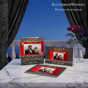 Convite Ouro Preto e Diamante Rosa 60º Aniversário de Casa