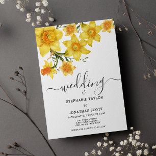 Convite ouro primavera daffodils flores casamento