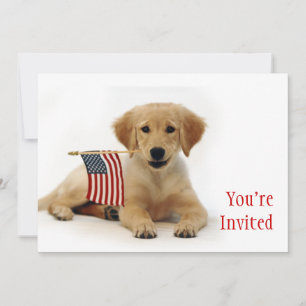 Convite Ouro Puppy e Bandeira Americana