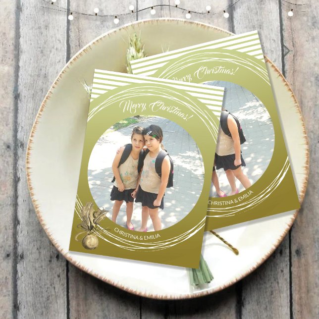 Convite Ouro Quadro Um Foto Feliz Natal (Criador carregado)