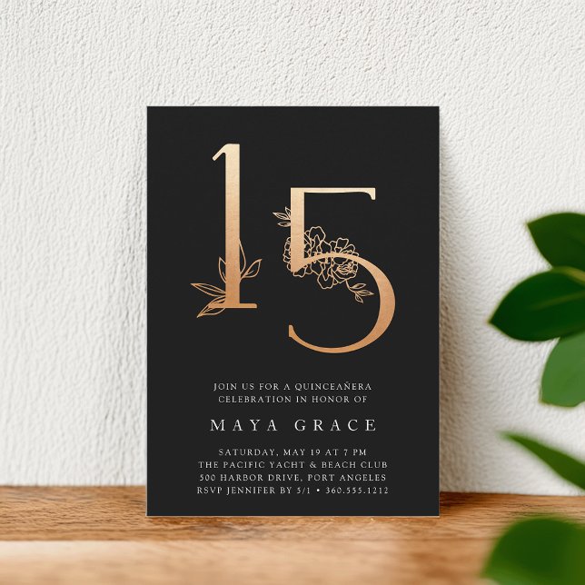 Convite Ouro | Quinceanera rosa Dourada (Criador carregado)