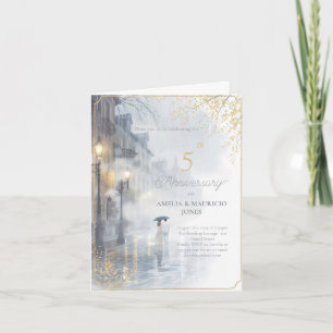 Convite Ouro Rain Romance aniversário do casamento