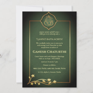 Convite Ouro Real Ganesh Chaturthi Puja
