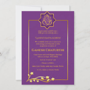 Convite Ouro Real Ganesh Chaturthi Puja