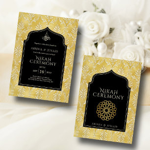 Convite Ouro Real Islâmico Damask Muslim Nikah Wedding