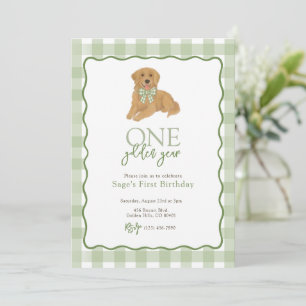 Convite Ouro Retriever Um Ano Ouro Primeiro Aniversário