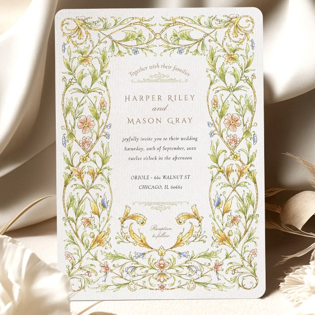 Convite Ouro Rococo Vine Wedding (Criador carregado)