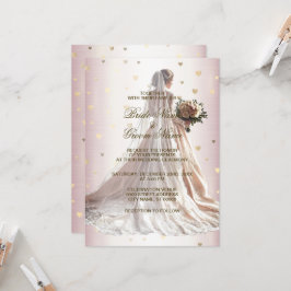 Convite Ouro rosa Casamento no inverno  Noivo Bride  Brilh