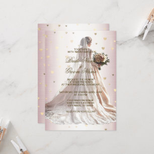 Convite Ouro rosa Casamento no inverno Noivo Bride Brilh
