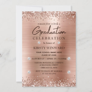 Convite Ouro Rosa Metal Escovado e Formatura com Brilho