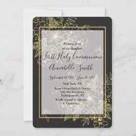 Convite Ouro Rosa Primeiro Sagrado Comm