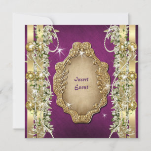 Convite Ouro roxo casamento aniversário de noivado